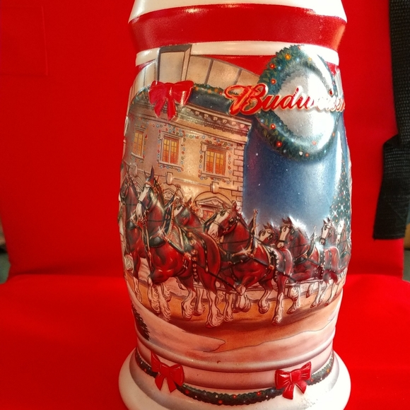 🐎Holiday At The Capital Raised Clydesdale Horses 2001  Budweiser Stein - Picture 7 of 14